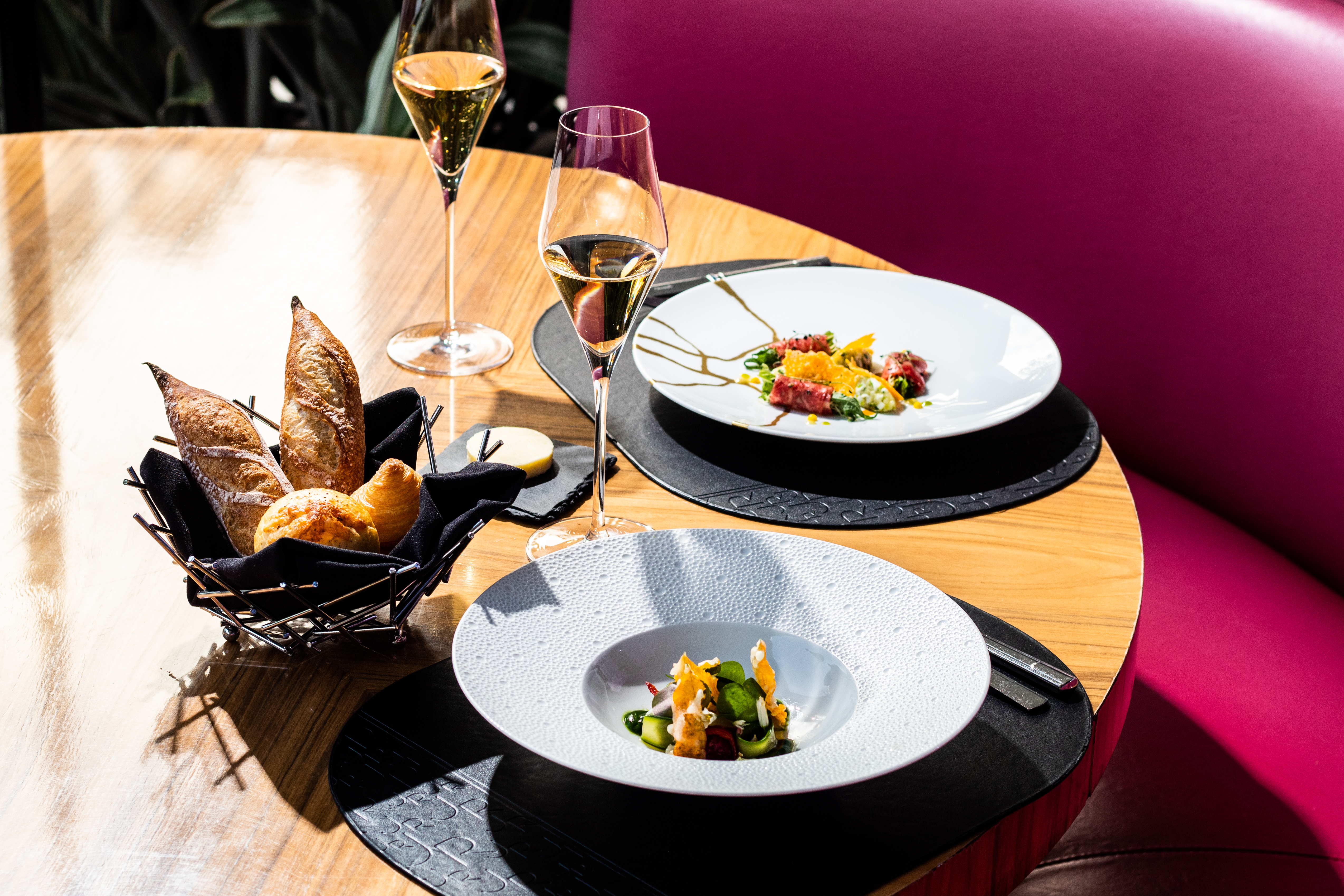 Food L'atelier De Joël Robuchon Tempura Squash Blossom & Shaved Wagyu Beef